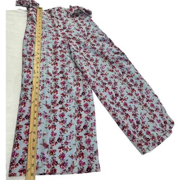 Club Monaco Tansa Silk Floral Print Side Tie Culottes Sz 00 Wide Leg Capri - Picture 4 of 6